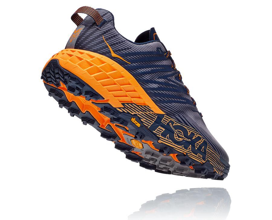 Trail Shoes Mens - Hoka One One Speedgoat 4 - Blue/Orange - CMDVZLP-24